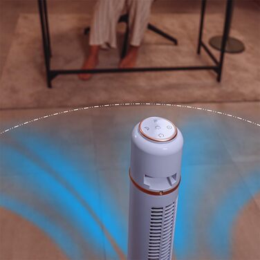 Вентилятор Cecotec EnergySilence 1090 Skyline Retro Smart Green - 81 см, 40 Вт, LED дисплей, дистанційне керування, 3 швидкості, 3 режими, таймер 12 годин, осциляція 72º, зелено-блакитний