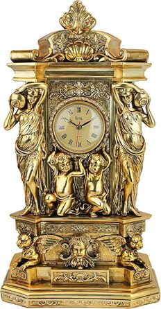 Design Toscano Chateau Chambord Classic Fireplace Clock, Polyresin, Gold-Finish, 51 cm
