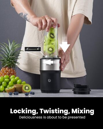 Блендер SHARDOR StandMixer HB-J666: 900W, 2 пляшки по 700мл, нержавіюча сталь, 6-лопатевий ніж, BPA Free, для смузі, шейків та соків