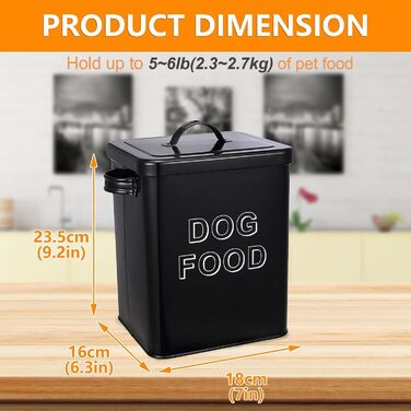 Контейнер для корму для собак Pethiy, 6.5 літрів, метал, з міркою, білий