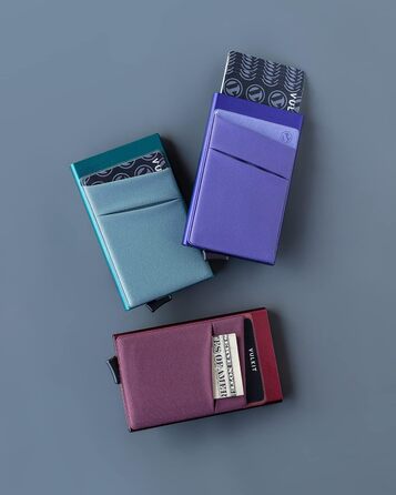 Чоловіче картхолдер VULKIT з RFID NFC захистом та відділенням для грошей - компактний картхолдер для 5-7 карток та банкнот (вишневий)