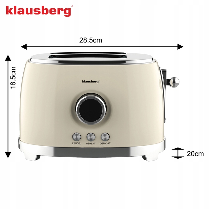Тостер Klausberg RETRO, бежевий, 850 Вт