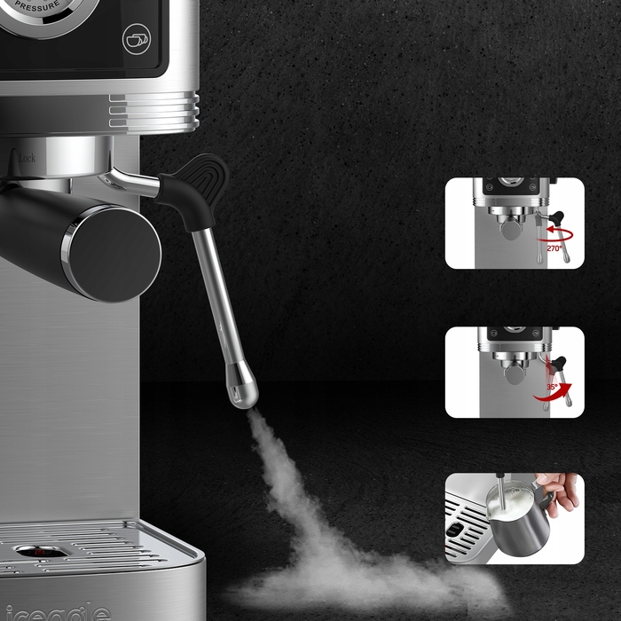 Кавомашина Iceagle Espresso CM1660B, італійський насос 20 бар, з капучинатором