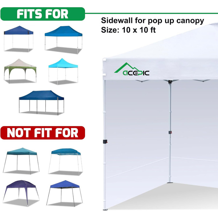 3 Side Walls for 3x3M Gazebo, Gazebo Side Wall for Garden Gazebo and Pop-Up Gazebo with Velcro, 210D Waterproof, Without Awning (White, 1 Side Wall)