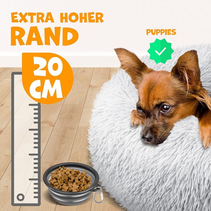 Кругле ліжко для собак та котів Lovpet® Bagel з мискою та іграшками, 120 см, світло-сірий