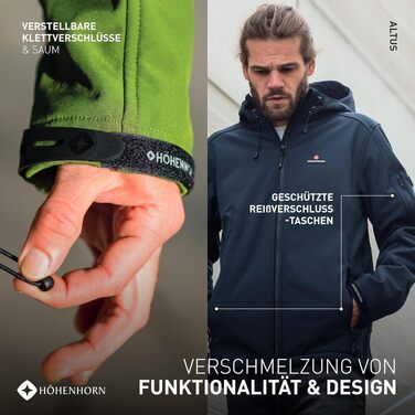 Чоловіча куртка Softshell Höhenhorn Altus для активного відпочинку, водовідштовхуюча, колір Midnight-Black, розмір L