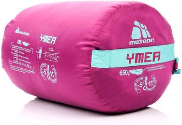Дитячий спальний мішок Meteor Premium Kinder: літній, ультралегкий, для кемпінгу та відпочинку на природі. Кольори: темно-зелений/зелений, фуксія/м'ята.