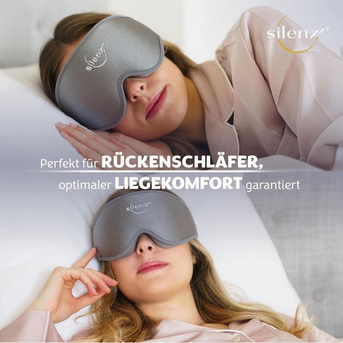 Преміум маска для сну - 3D маска для очей для жінок та чоловіків - зручна маска для сну з м'якою підкладкою для повної темряви - Sleep-Mask, маска для сну рожева, 1 шт. (упаковка з 1 шт.), Cloudy Grey