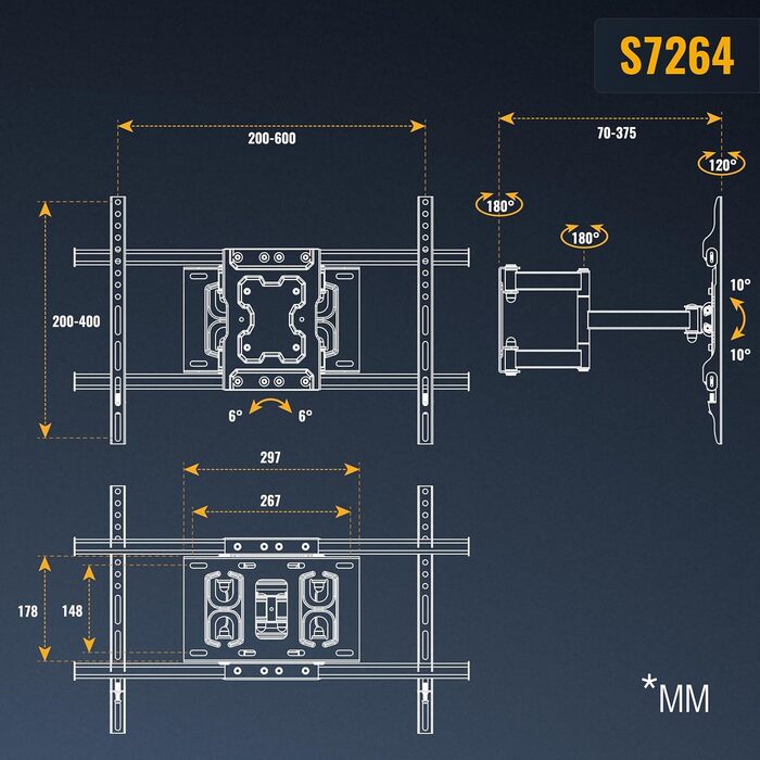 Настінний кріплення для телевізора RICOO S6144 (32-55 дюймів, до 50 кг, VESA 400x400)