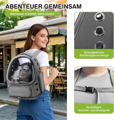 Рюкзак-переноска для котів та собак ALLSOPETS, 7.5 кг, сірий. Зручний для подорожей з внутрішнім ремінним кріпленням