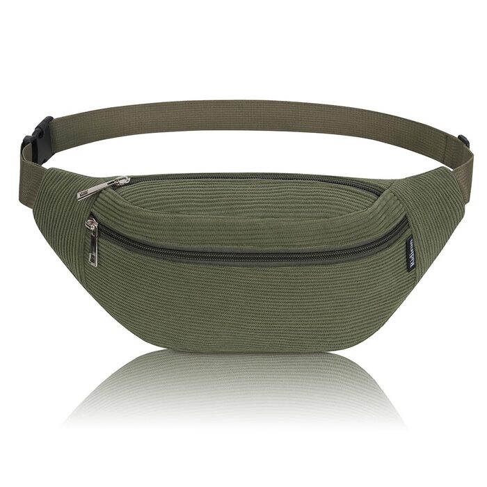 Поясна сумка чоловіча та жіноча стильна, 3 відділення на блискавці, для подорожей та активного відпочинку (Чорно-зелений)