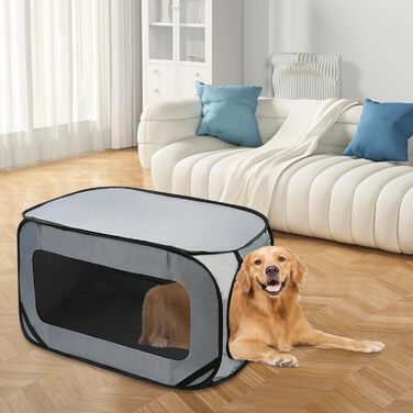 Транспортна переноска для собак та котів, складана Pop-Up, сіра. Міцна переноска з оксфордської тканини, до 29.5 кг