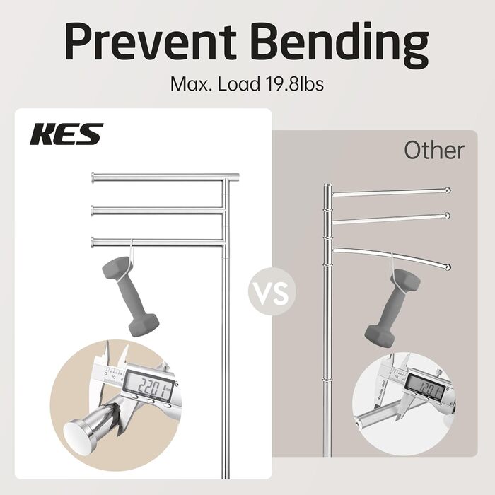Підставка для рушників KES Gold на ніжці, з мармуровою основою, з нержавіючої сталі 18/8, 3-х секційна, полірована, BTH219-BZ