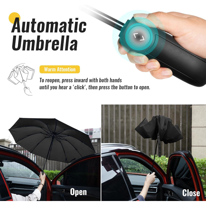 Чоловічий парасолька від дощу Conlun Kompakter, штормостійка, автоматична, чорна (2 шт., 117 см)