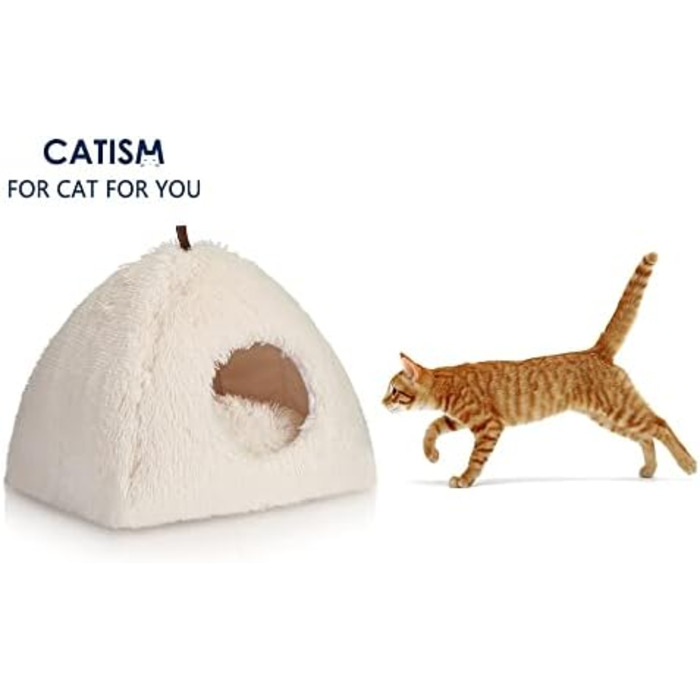Cat Bed Washable Cat Sleeping Place for Cats Cat Cave Plush Pet Cat Head Pillow Cat House Cat Cushion Fluffy Kitten Puppy Snuggle Bed Pet Bed White