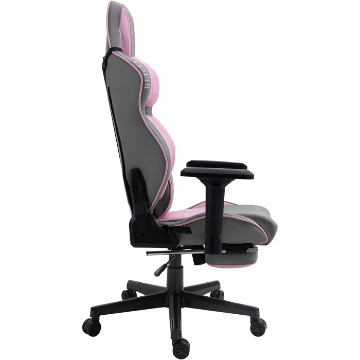 TRISENS Gaming Chair Racing Style Chair with Sports Seat and Ergonomic 4D Armrests, Color: Light Grey/Pink Light Grey / Pink
