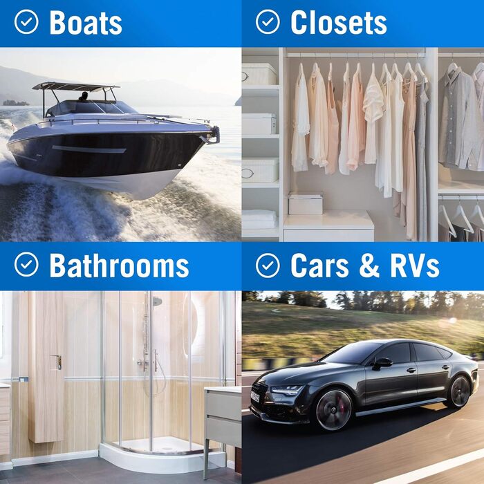 4 Pack Moisture Absorbers, Boat Dehumidifier, Moisture Absorbers, Hanging Bags and Charcoal, Car, RV or Boat