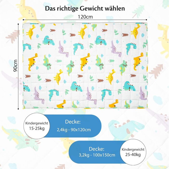 Ella Weighted Blanket for Kids - 2.4kg (90x120cm) - Anxiety & Stress Relief Therapy Blanket with Hypoallergenic Glass Beads & Cooling Cotton Cover - 15-25kg