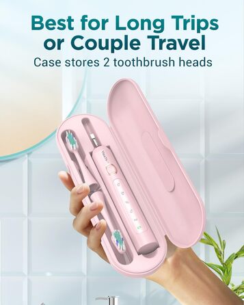 Електрична звукова зубна щітка для дорослих та дітей, 8 насадок, 5 режимів, водонепроникна IPX7, рожева