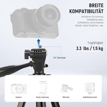 NEEWER Штатив для відеозйомки з пливним упором 72', сумісний з DJI RS Gimbal, для DSLR та відеокамер, максимальне навантаження 8кг