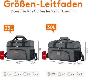Термосумка LifeWit 23L для пікніка, пляжу, роботи та подорожей (темно-сірий)