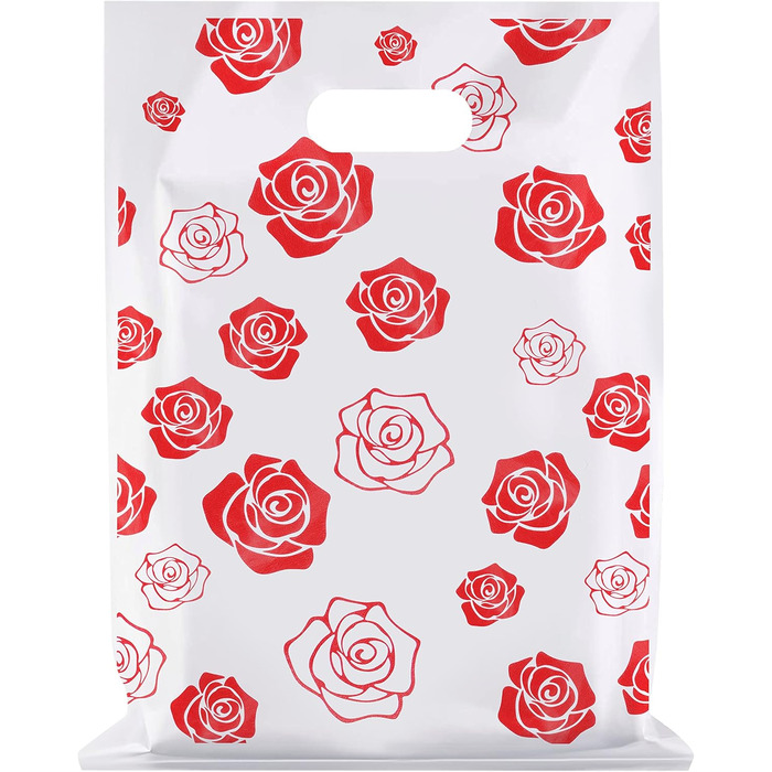 Belle Vous Shopping Bags Carrier Bags Plastic (100 Pack) - 30 x 38.3 cm Boutique Plastic Bags Small with Handles Glossy as Gift Bags/Guest Gifts, Clothing/Food and Small Gift Bags