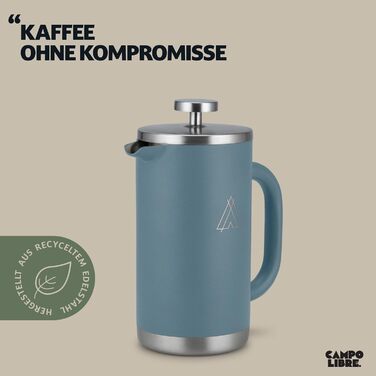 Giorgio. French Press Coffee Maker made of double-walled stainless steel 0.6l | plastic-free coffee press with thermal function incl. replacement filter | coffee maker | 100% recycled stainless steel