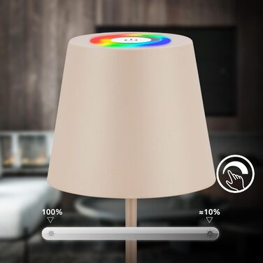 LED настільна лампа BRILONER з сенсорним керуванням, диммуванням, регулюванням висоти, акумулятор, для дому та кемпінгу, 36x10,5 см, тепле світло (RGB + тепле світло + зарядний пристрій), бежевий