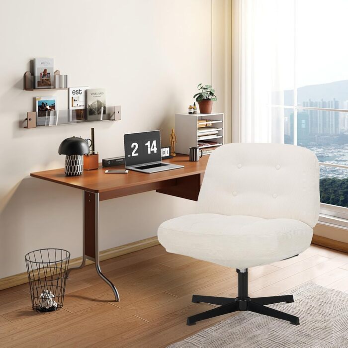 Офісне крісло Colamy: ергономічне, з регульованою підголівником та поперековою підтримкою (біле, без роликів)