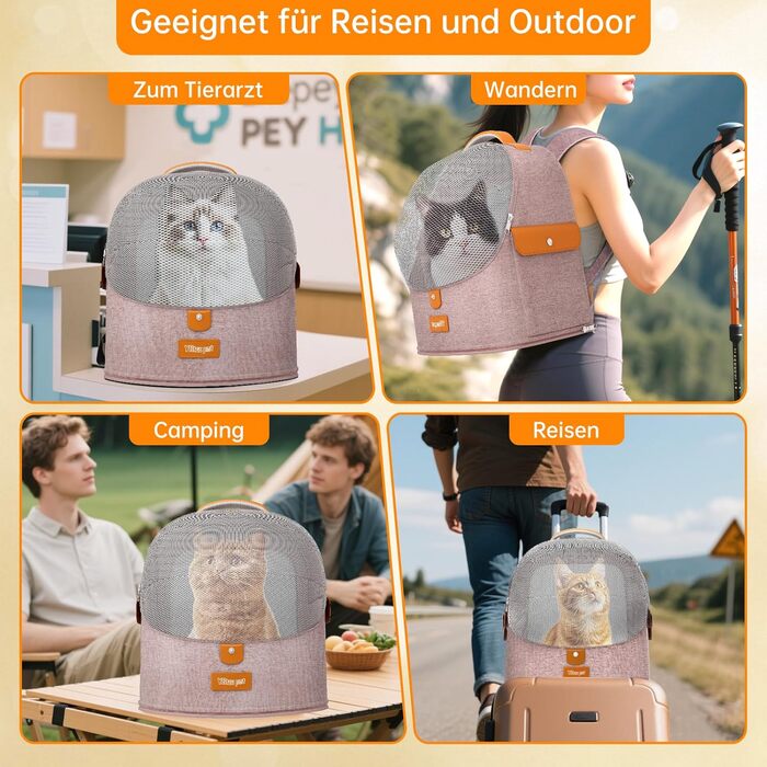 Розширюваний рюкзак для кота - рюкзак-переноска для тварин з дихаючим 4D-сіткою, для собак та котів до 12 кг (Рожевий)
