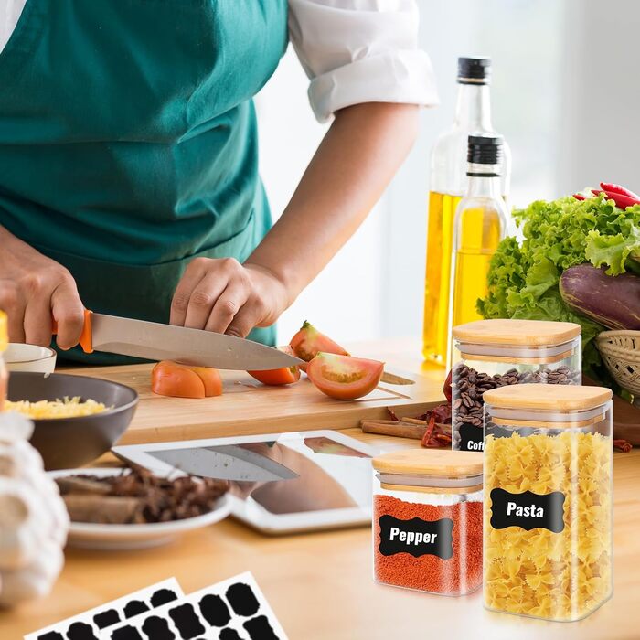 Набір скляних контейнерів для зберігання 12 шт. (750мл/430мл) з кришкою, кутові, для продуктів, кухні