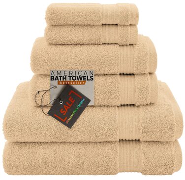 Набір махрових рушників American Bath Towels з 100% бавовни, 6 предметів (2 банні, 2 для рук, 2 маленькі), бежевий, XL