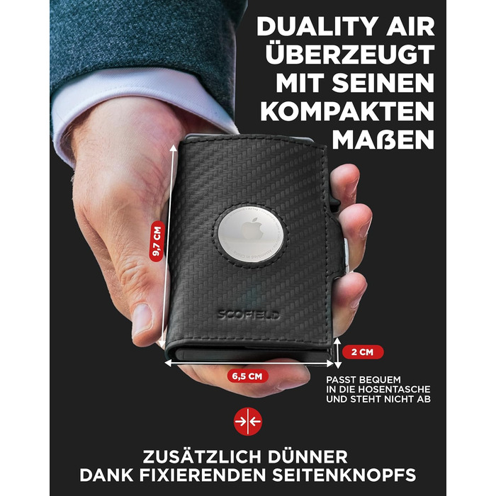 SF SCOFIELD Duality Airtag Wallet with Coin Pocket | Wallet for 8-10 Cards | Men's Wallet with RFID Protection | Slim Wallet | Smart Wallet | Card Holder with Air Tag Compartment | Bifold Wallet