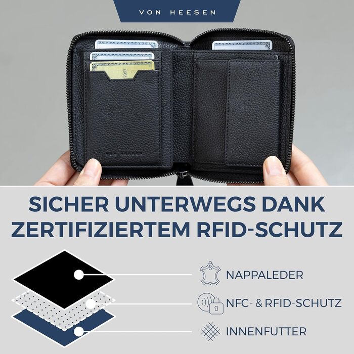 Шкіряний гаманець з RFID-захистом для чоловіків і жінок, портмоне з монетницею, коньячно-коричневий