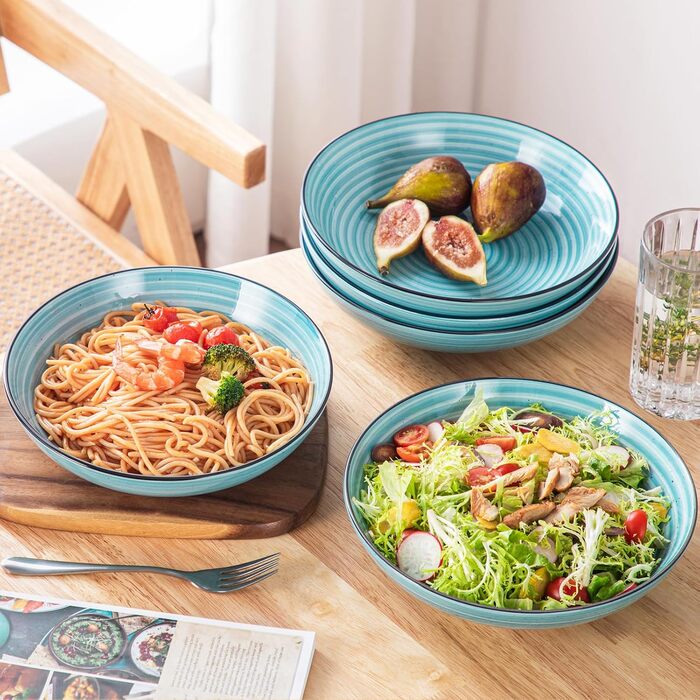 Набір тарілок для супу Vancasso Bonbon, 6 шт, 1500 мл, кераміка, блакитні