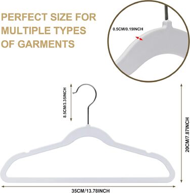 Дитячі пластикові вішалки для одягу Quality Hangers, компактні плічики з поворотним гачком для сорочок та суконь, білі, 35 см, 30 шт.