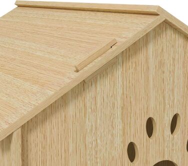 PawHut Indoor Pet House with Window - Wooden Dog & Cat Bed, No-Screw Assembly, Small Pets Up to 4kg, Oak Finish