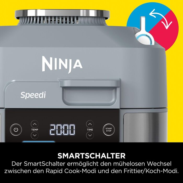 Ninja Speedi Multi-Cooker, 5.7L, 10-in-1 MultiCooker, Air Fryer Hot Air Fryer, Slow Cooker Slow Cooking, Gift for Men/Women, Sea Salt Grey ON400EU 10-in-1 Sea Salt Grey