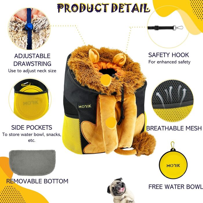 Рюкзак для тварин MORIK Lion's Den: для собак та котів до 9 кг. З вентиляцією, килимком та ременем безпеки. Ідеально для подорожей та активного відпочинку, розмір M
