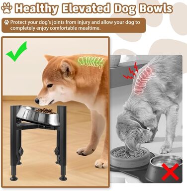 Підставка для миски для собак з підставкою для лап, регульована по висоті (15-26 см), металева, для води та корму, для маленьких, середніх та великих собак (лише стійка)