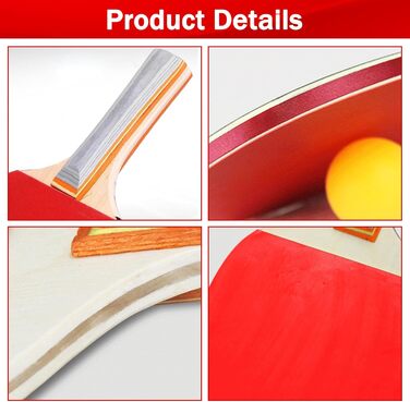 Набір для пінг-понгу JurciCat: 2 ракетки, 3 м'ячі, сумка. Підходить для гри в приміщенні та на вулиці.