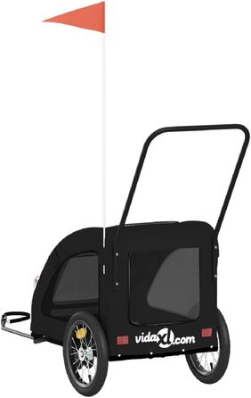 Фургон для собак VidaXL - чорний, 30 кг, Oxford-Gewebe, з прапором та відбивачами