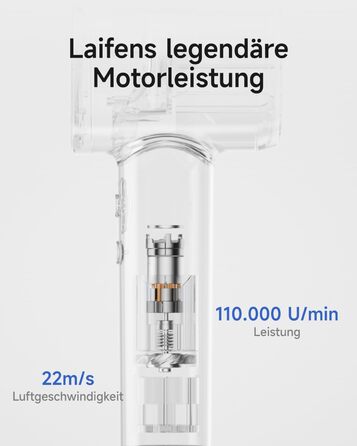 Фен Laifen з магнітною насадкою, 200 млн негативних іонів, 110 000 об/хв, швидке сушіння, Swift Premium, кобальтово-синій