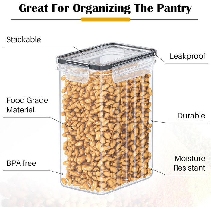 Набір контейнерів для зберігання продуктів 24 шт. – герметичні бокси з кришкою, органайзер для кухні, для борошна, цукру, мюслі та ін., з етикетками та маркером, для кухні та холодильника, 33,6 л