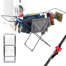 КADAX Сушарка для білизни з 18 метрами сушильної поверхні - для квартири, балкону та саду, розкладна, з неслизькими ніжками, економна, виготовлена в ЄС (Антрацит Плюс)