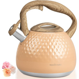 Чайник для заварювання Teekessel 2,7 л з зеленим покриттям та дерев'ястим малюнком, з носиком, з нержавіючої сталі, антигарячий ручка оливкового кольору