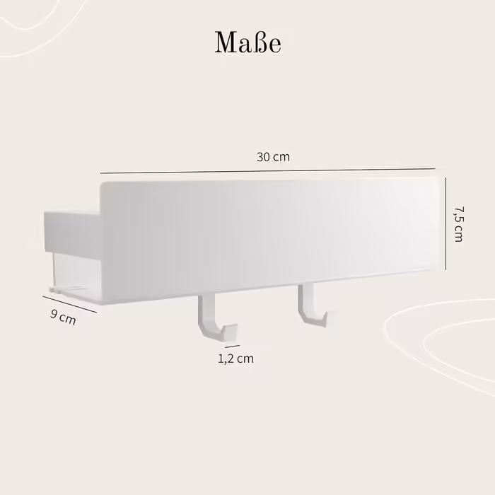 Designfabrik Hamburg Suction Cup Shower Shelf | Bathroom Organizer | Shower Shelf No Drilling | Bathroom Shelf | Hanging Shelf | Wall Shelf | Self-Adhesive Shower Basket | Shower Shelf White 30 cm