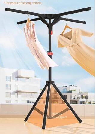 Сушарка для білизни Standtrockner Hoch Klappbar - розкладна сушарка для білизни з 4 крилами для балкона, в приміщенні та на вулиці (білий/чорний)