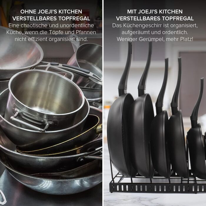 Організатор для кришок та сковорідок Joeji's: 9 регульованих відділень, розширюваний, для шафи або ящика