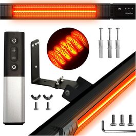 Інфрачервовий обігрівач RAY 2500W – електричний обігрівач з 9 ступенями, IP65 для тераси та приміщення, настінний, з пультом та таймером, чорний